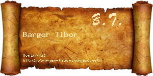 Barger Tibor névjegykártya
